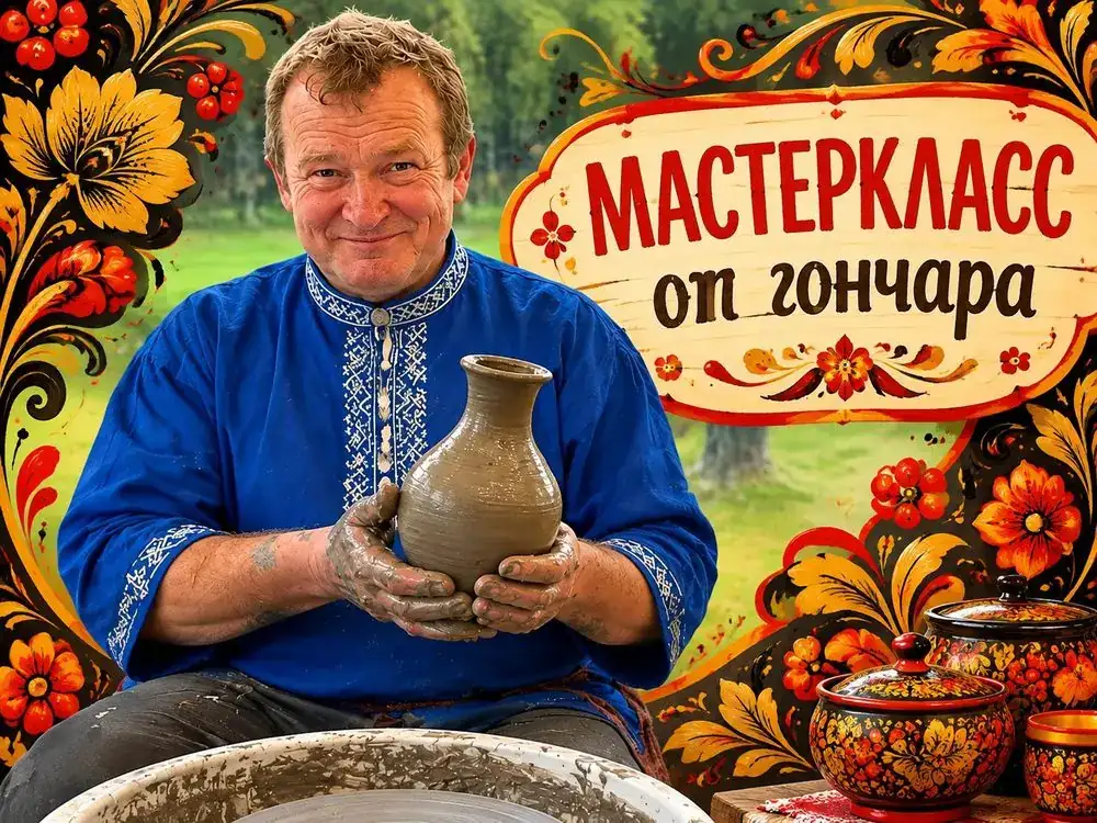 Мастер-класс от гончара: мастер с глиняным кувшином